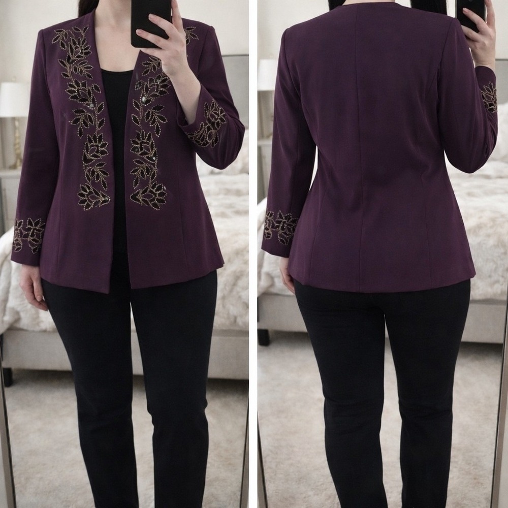 Nolan Miller Vintage Wool Blend Embellished Evening Jacket Size 10